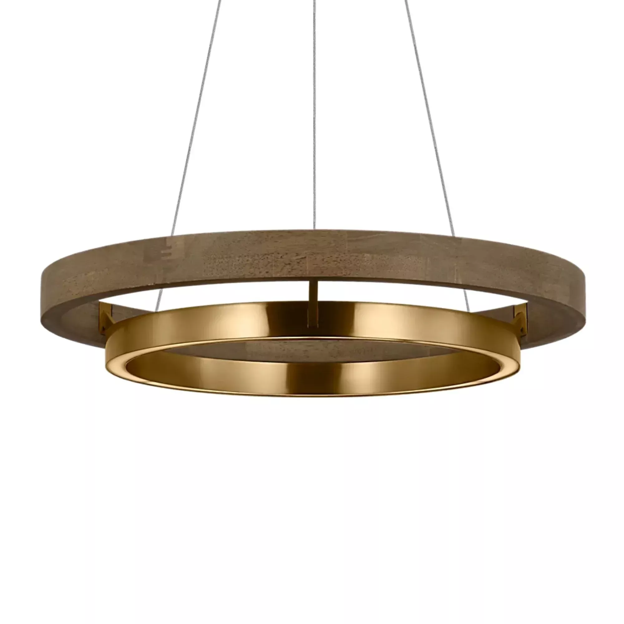 Visual Comfort Modern Grace 24 in. Chandelier, Natural Brass & Weathered Oak