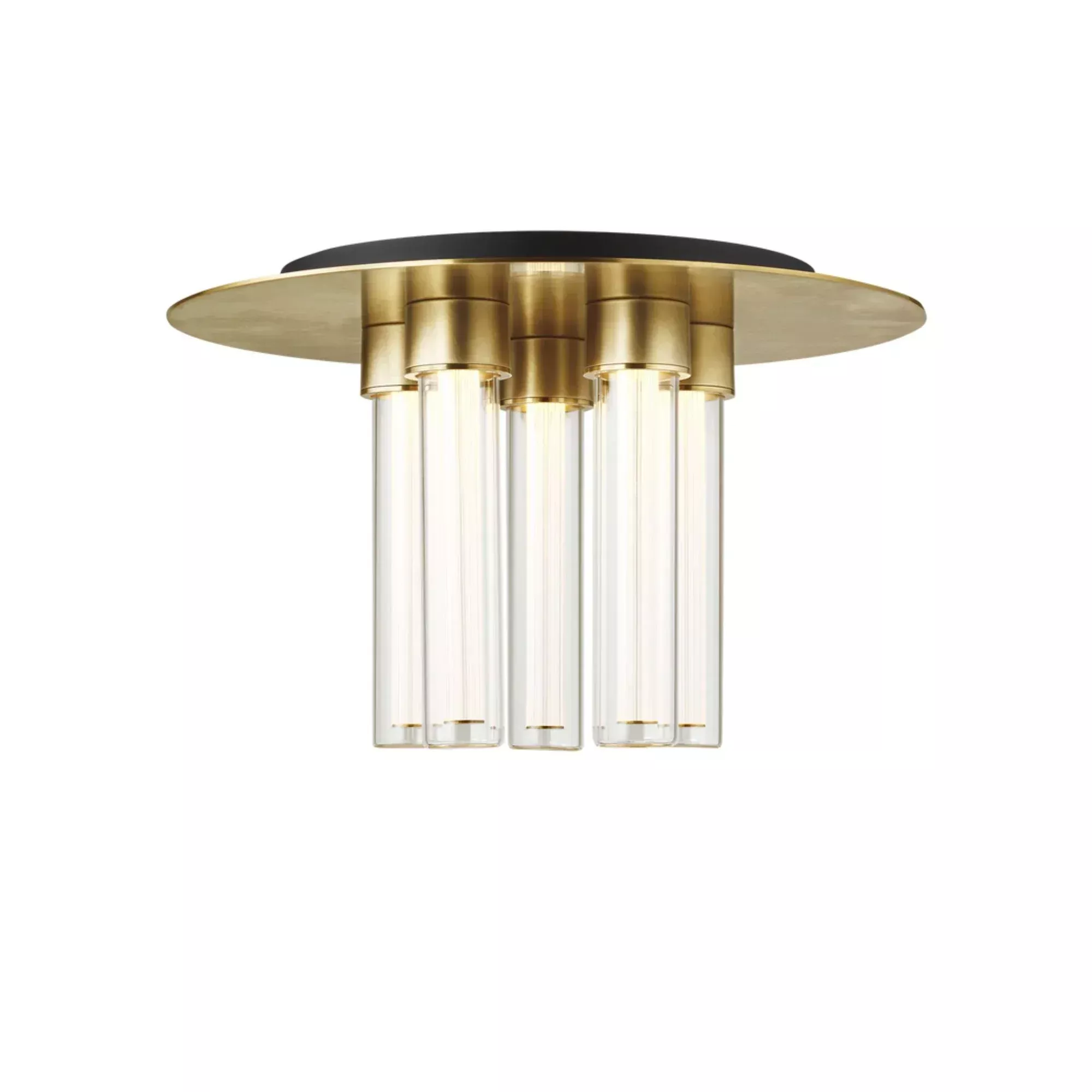 Visual Comfort Modern Kola 13" 5-Light LED Flush Mount, 277V, Natural Brass Finish