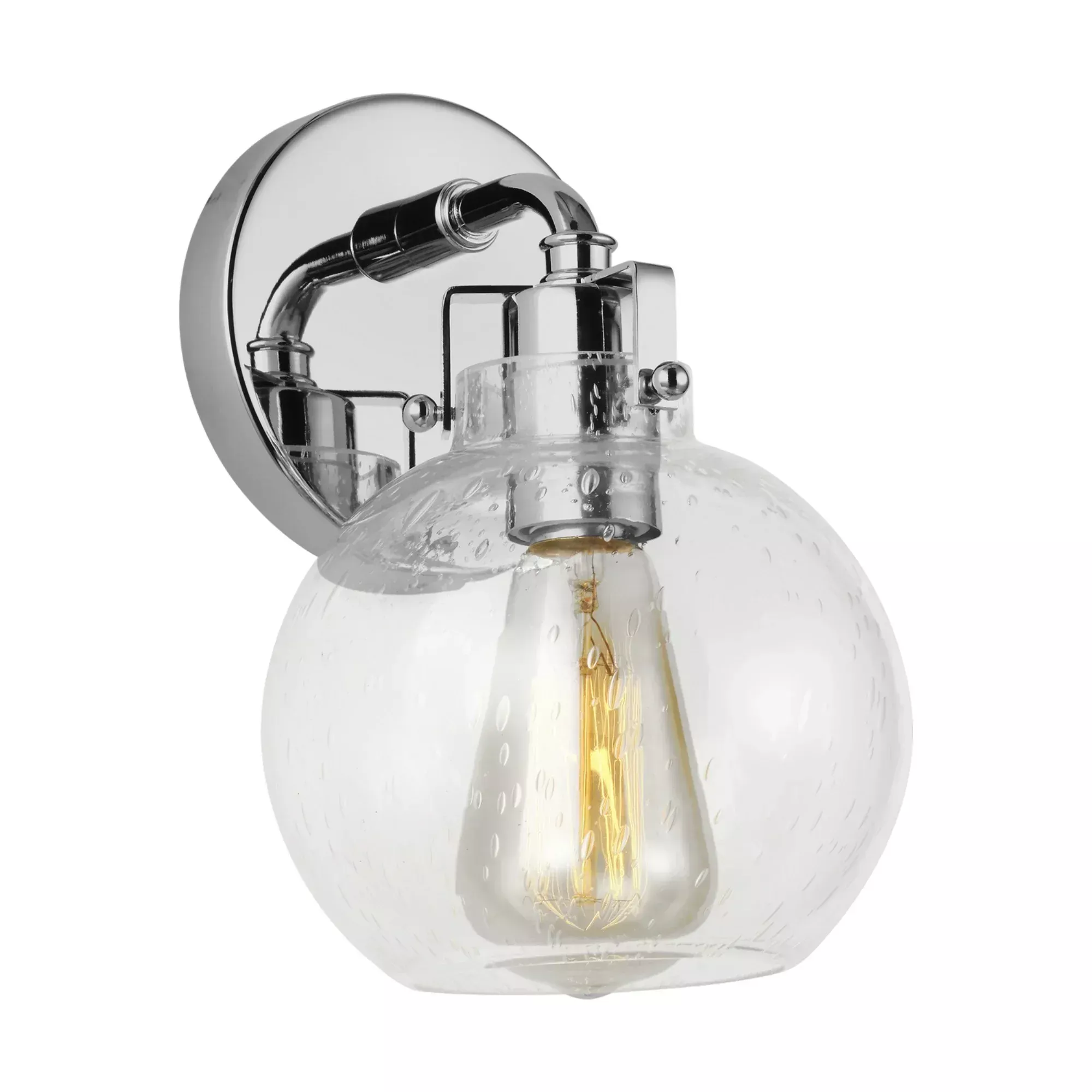 Visual Comfort Studio Clara 10 in. Bathroom Vanity Light, Chrome with Clear Seeded Glass