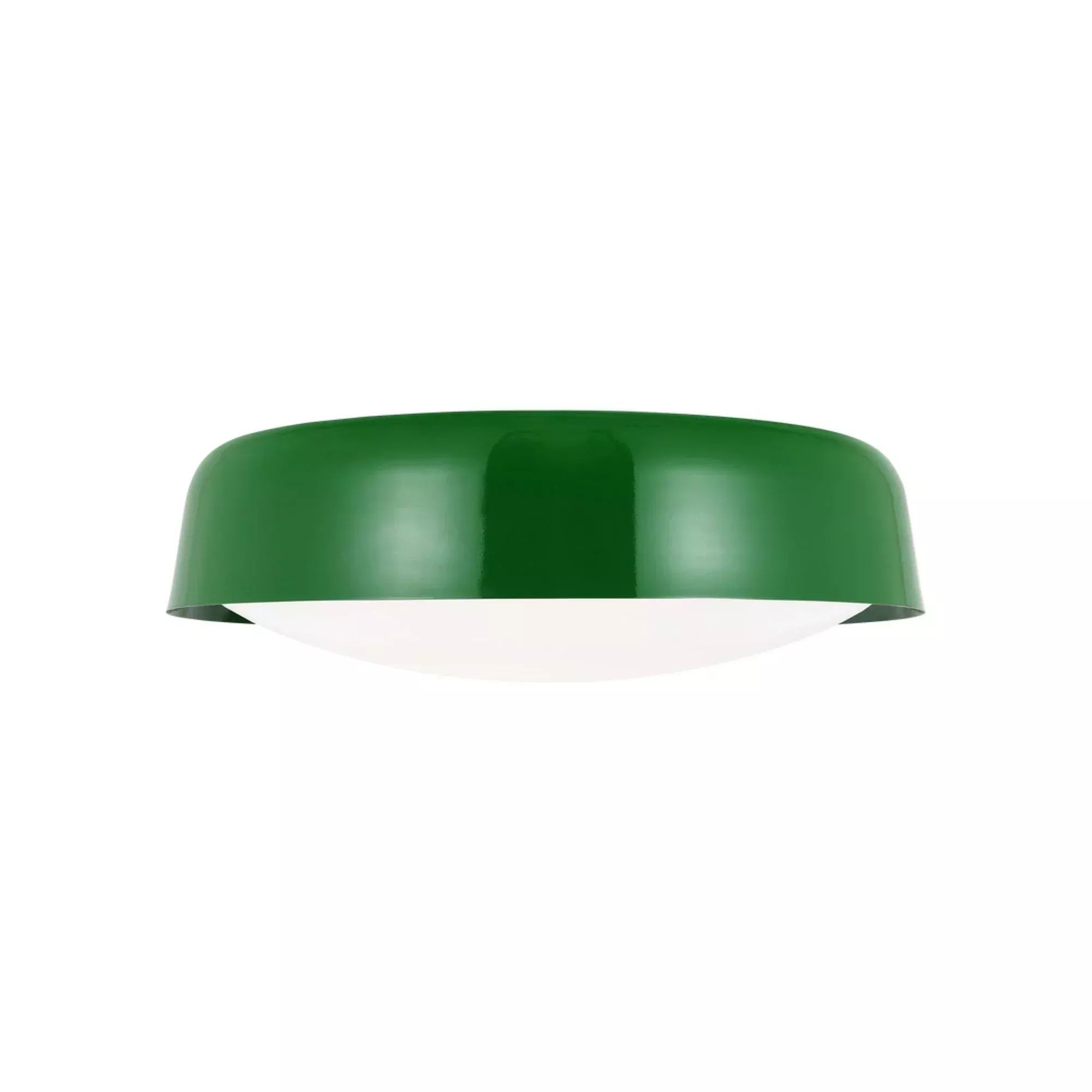 Visual Comfort Studio Draper 15.88 in. 2-Light Flush Mount, Green with Milk Glass