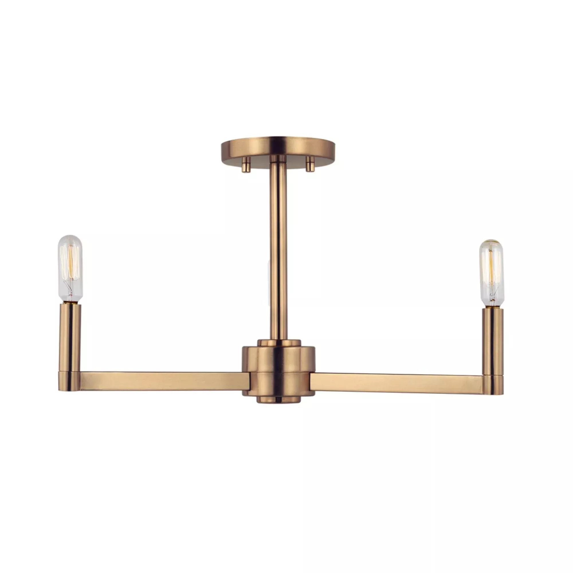 Visual Comfort Studio Fullton 10.63 in. 3-Light Semi-Flush Mount, Satin Brass