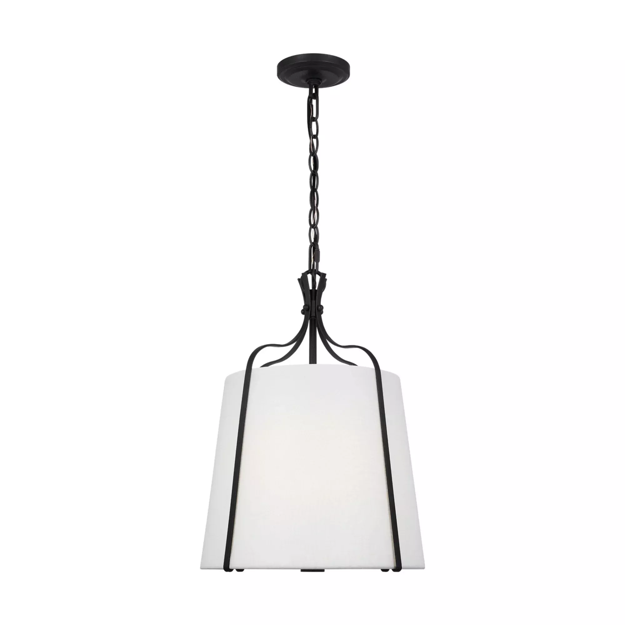 Visual Comfort Studio Leander 19.63 in. Pendant Light, Smith Steel with White Linen Shade