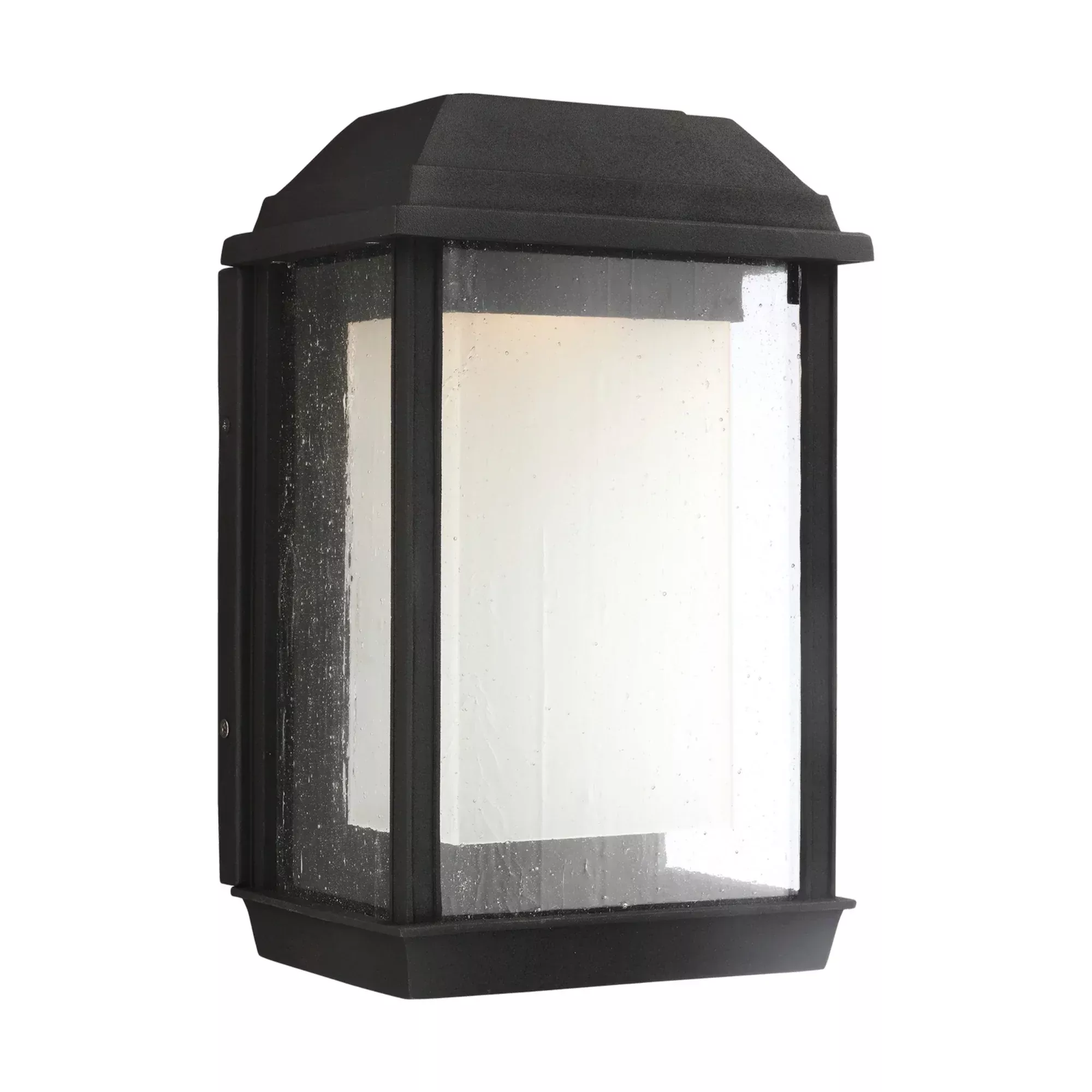 Visual Comfort Studio McHenry 13.25" Outdoor Sconce, Textured Black with Clear Seeded Glass