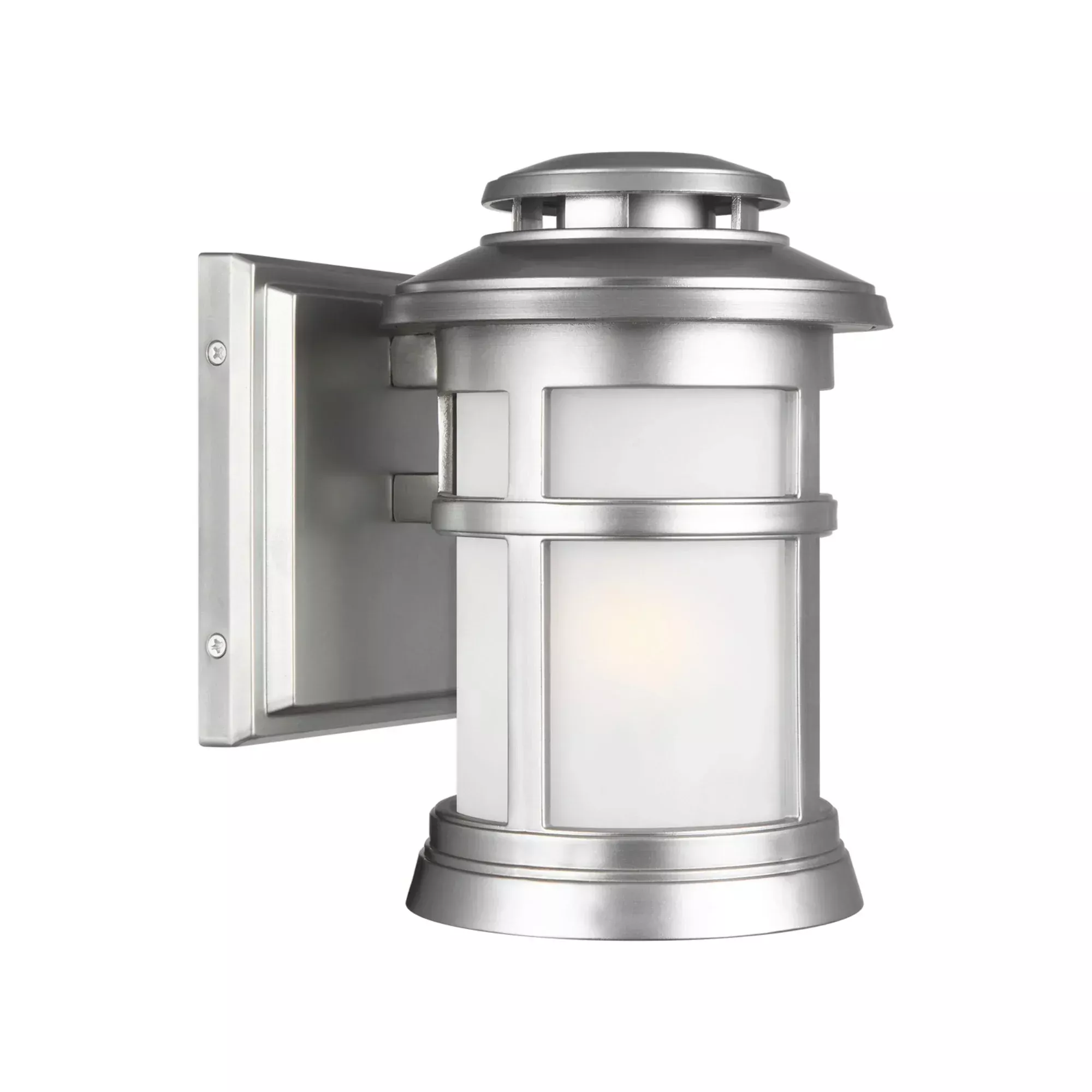 Visual Comfort Studio Newport 9 in. Outdoor Sconce, Painted Brushed Steel with Etched Glass