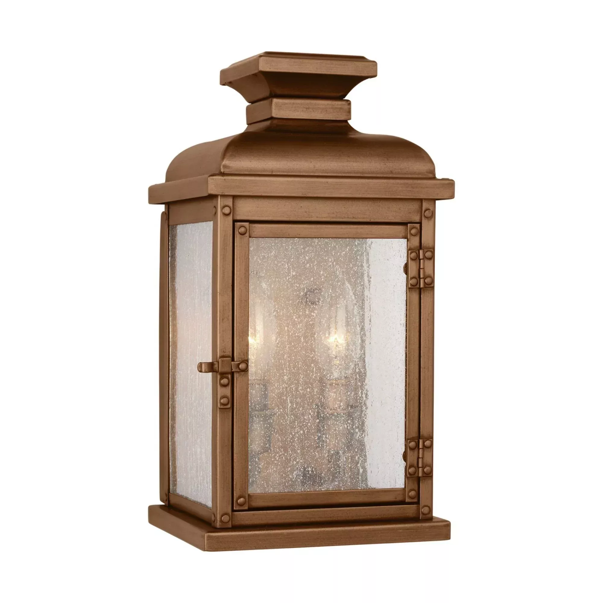 Visual Comfort Studio Pediment 12.5 in. 2-Light Outdoor Sconce, Natural Copper