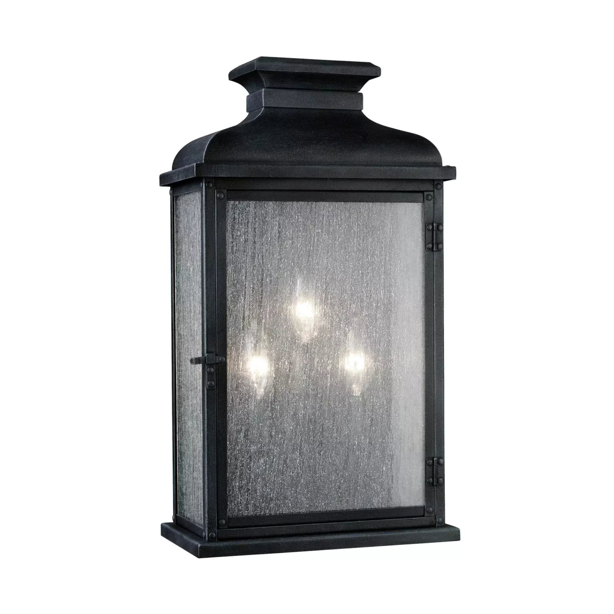 Visual Comfort Studio Pediment 18.13 in. 3-Light Outdoor Sconce, Dark Weathered Zinc