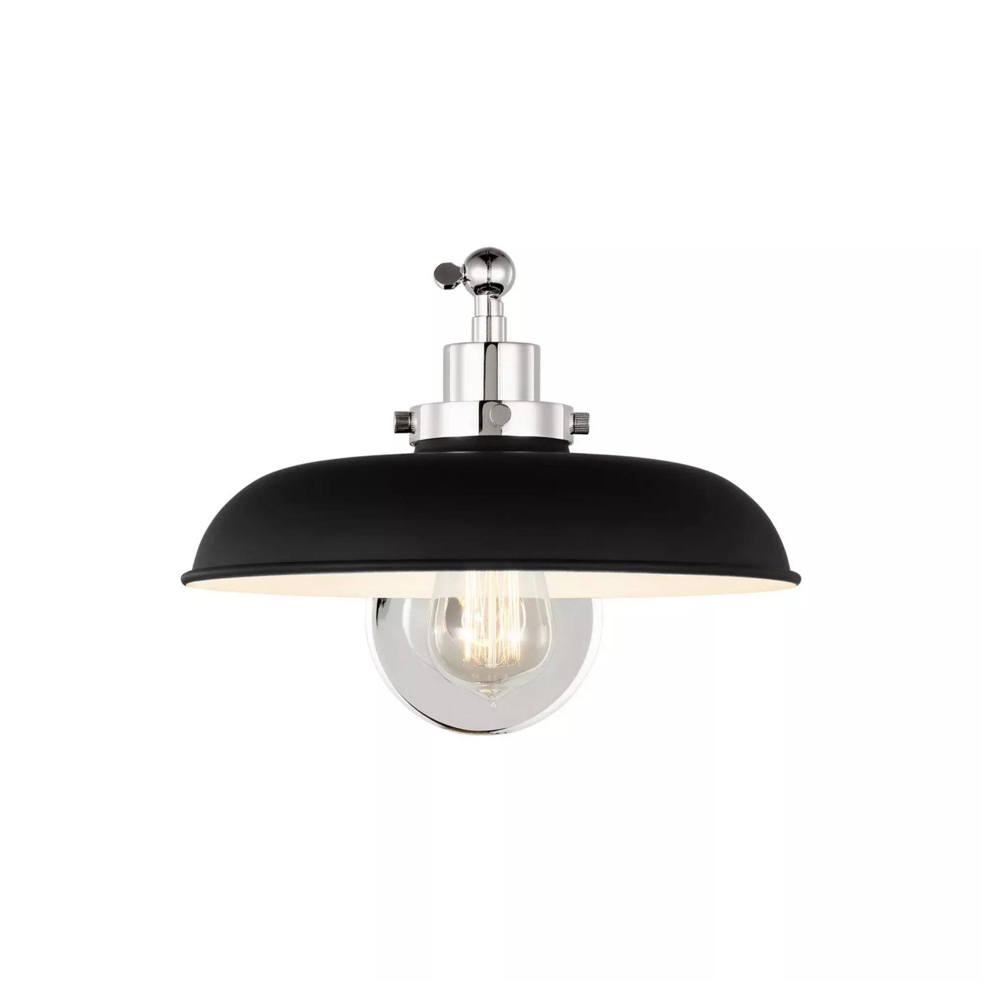 Visual Comfort Studio Wellfleet Single Arm Wide Task Sconce, Midnight Black & Polished Nickel Finish