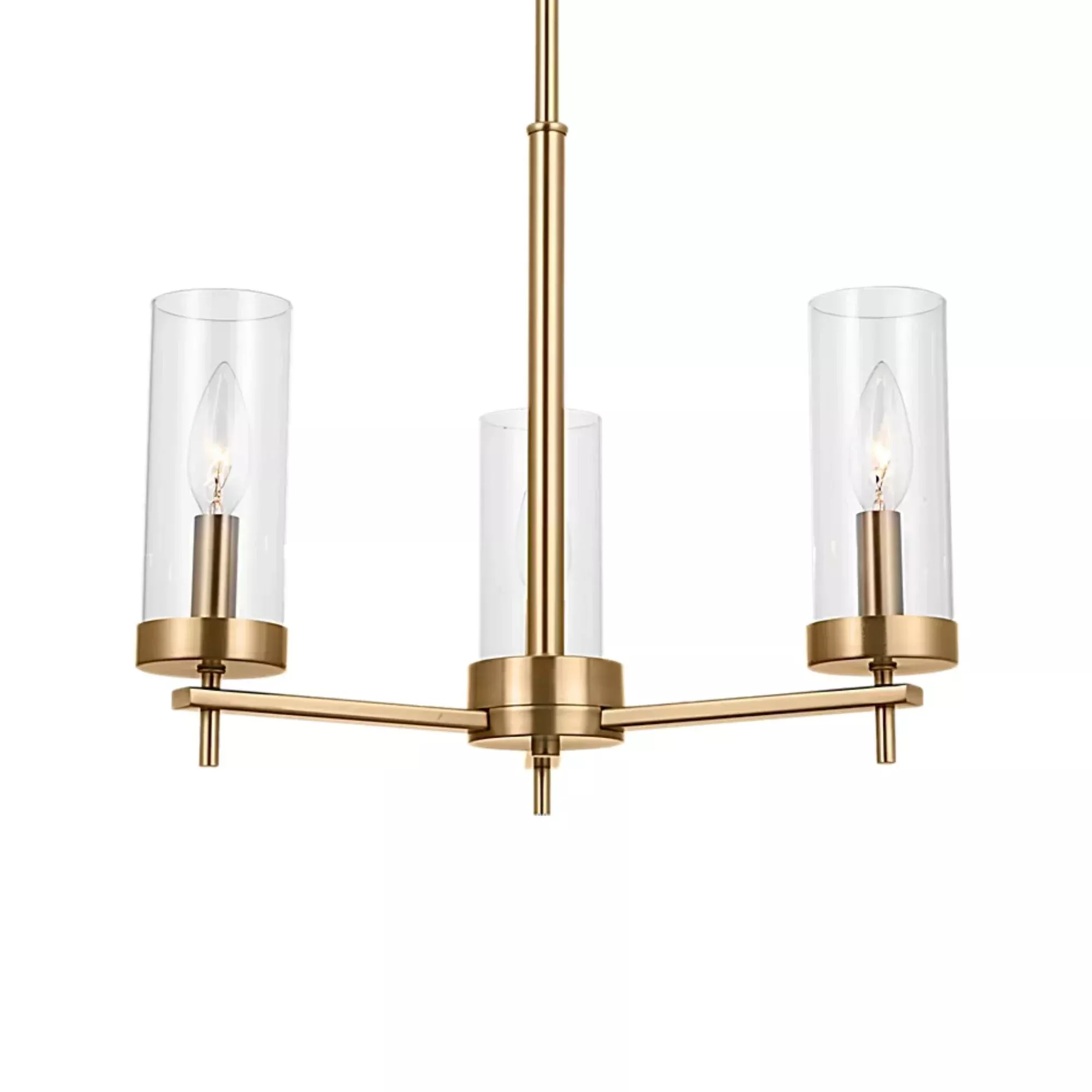Visual Comfort Studio Zire 18" 3-Light LED Chandelier, Satin Brass Finish