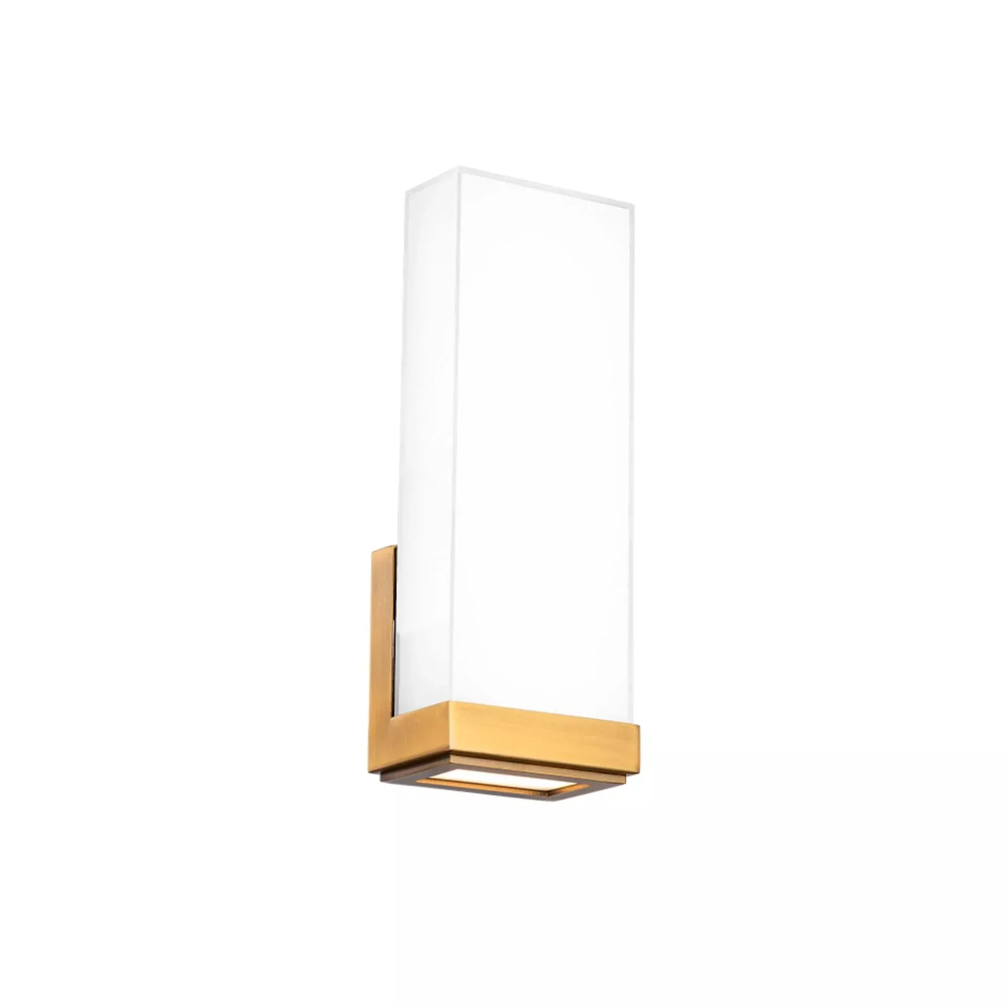 WAC Lighting Coltrane 13.88 in. Wall Sconce, Aged Brass with Silk Screen Mitered Tempered Glass & Frosted Glass Diffuser