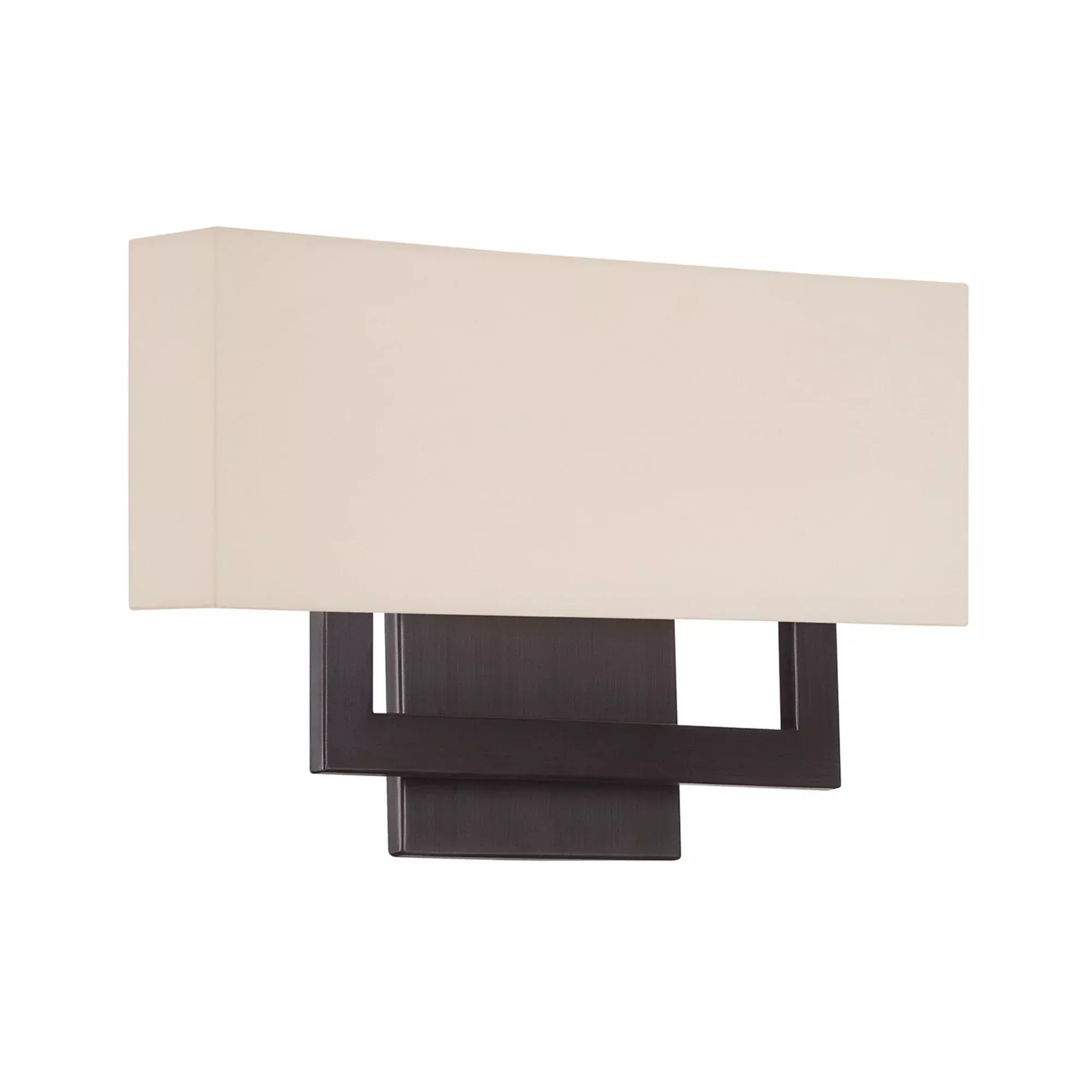 WAC Lighting Manhattan 10.13 in. Wall Sconce, Brushed Bronze with Fabric Diffuser & Etched Glass