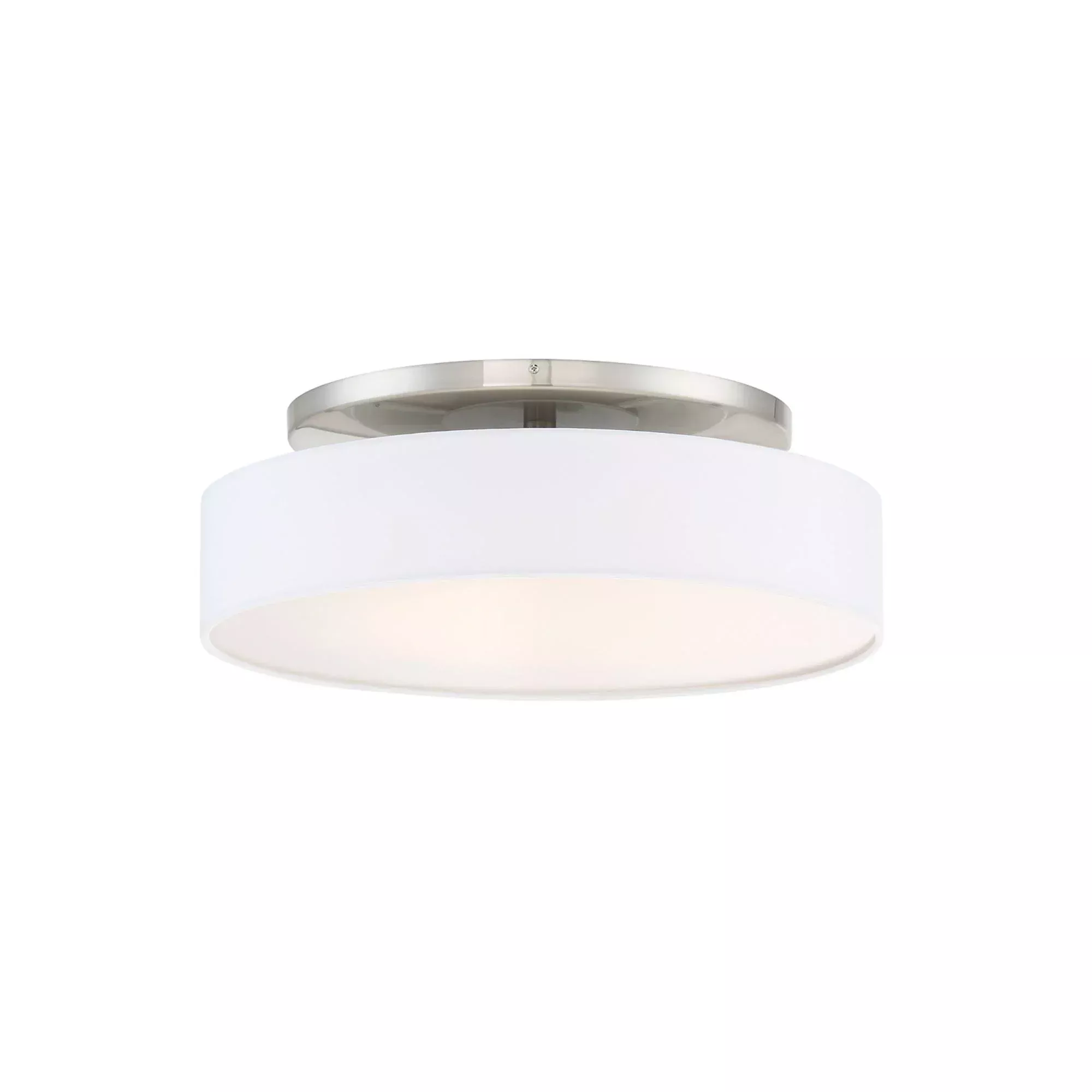 WAC Lighting Manhattan 14 in. Semi-Flush Mount, Brushed Nickel with Fabric Drum Shade