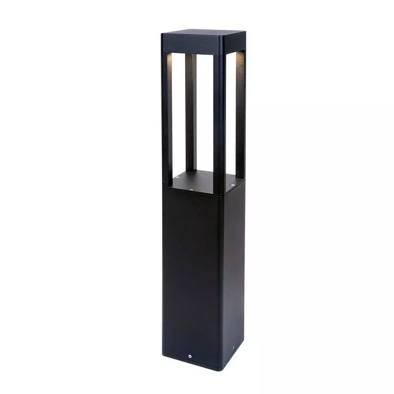 Westgate Manufacturing 26 Inch Square Bollard Open Design Wattage/CCT Selectable 10W/18W/25W 3500K/4000K/5000K 100-277V Black (BOL-608-26-S-MCTP-BK)